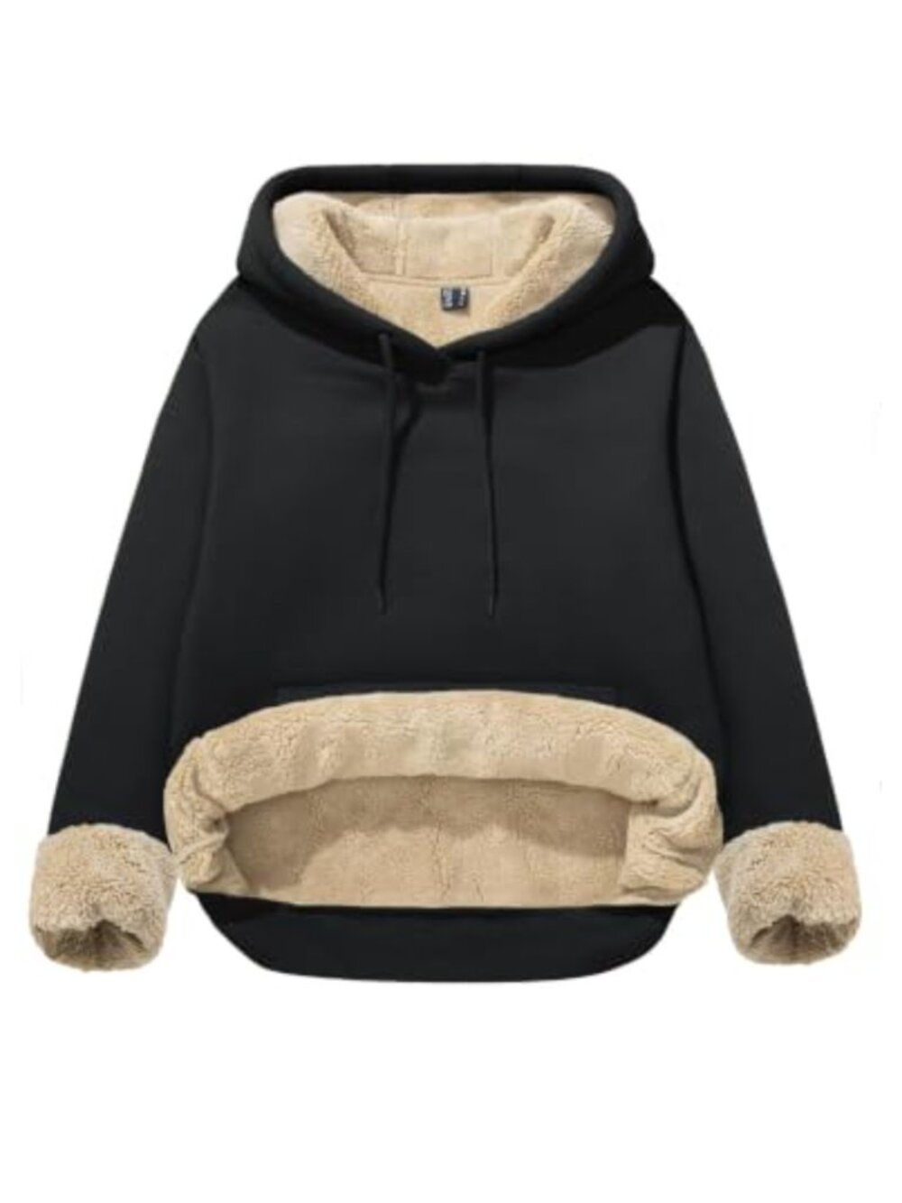 Sherpa Fleece Lined Hoodie with Kangaroo Pocket